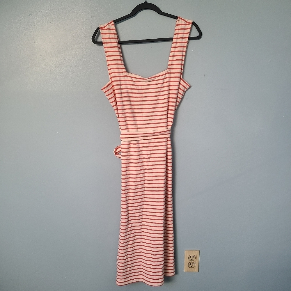 Rails Women's Size L Taylin Knit Tank Ivory Peony Pink Scoop Neck Stripe Dress - Picture 4 of 7